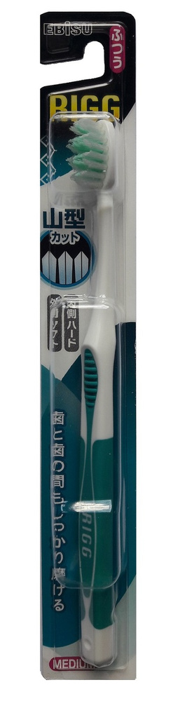 EBISU Зубная щетка средней жесткости с экстратонкими волнообразными щетинками и прорезиненной ручкой, #1