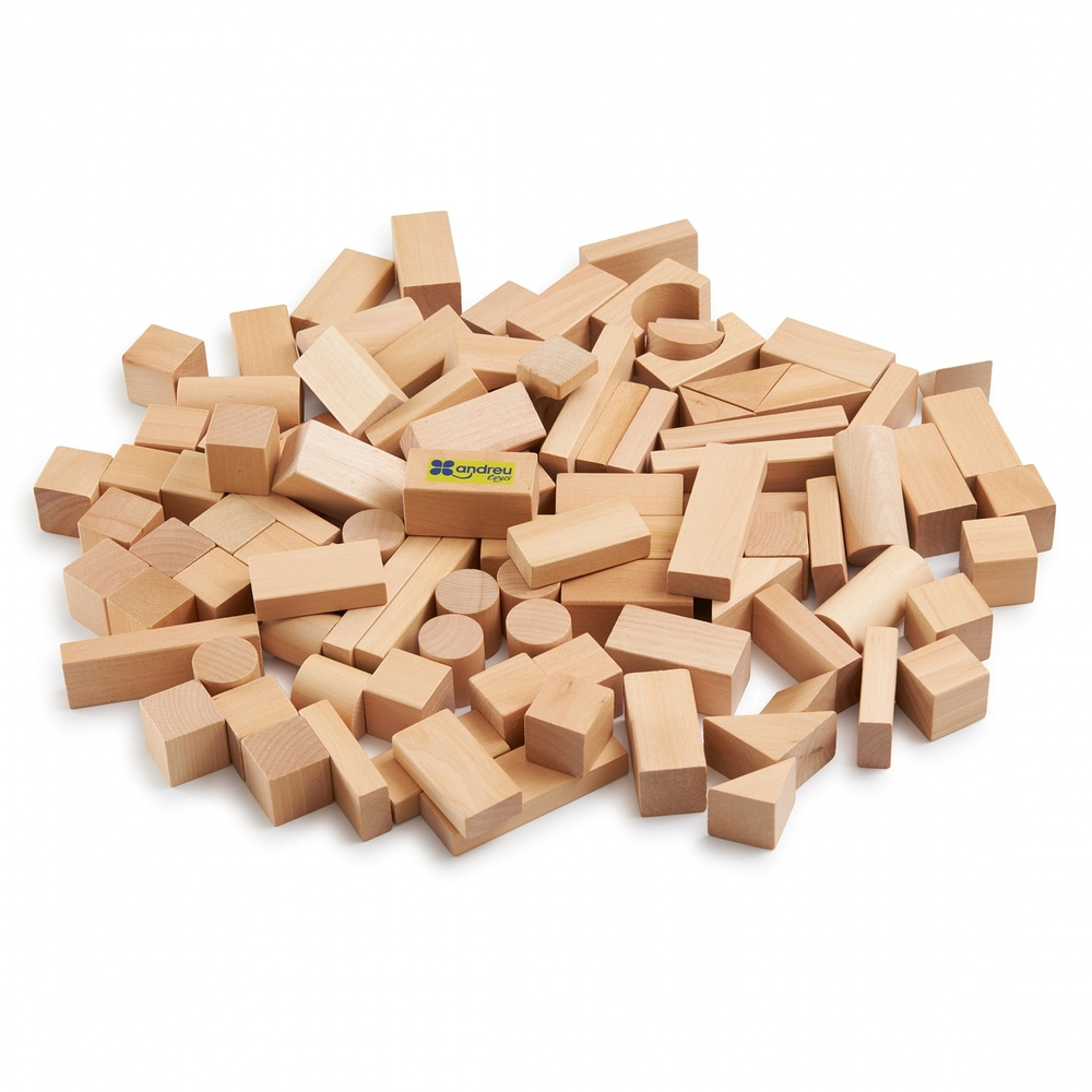 Деревянный конструктор "Строительные блоки" 100 деталей, игрушка для развития моторики, логики, счета #1