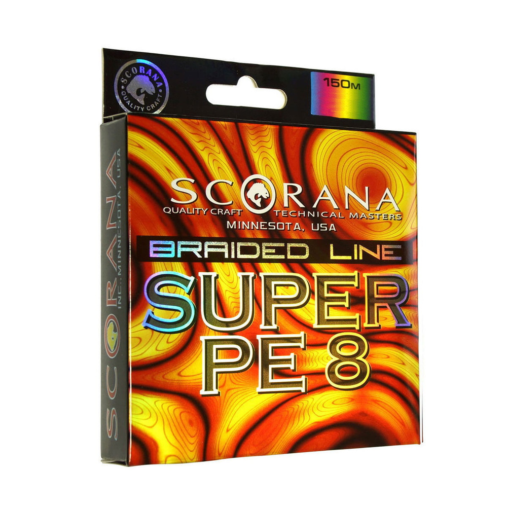 Шнур плетеный Scorana SUPER PE 8, multicolor, 0,12 мм; 150м #1