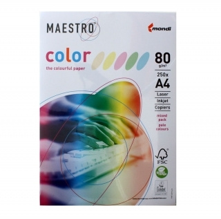 Бумага MAESTRO color А4, 80 г/м, 250 л. (5цв.x50л.) цветная пастель #1