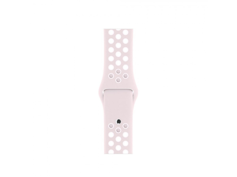 Силиконовый ремешок для часов Apple Watch 38/40/41 мм бледно-розовый/белый (№35) / Ремешок на часы эпл #1