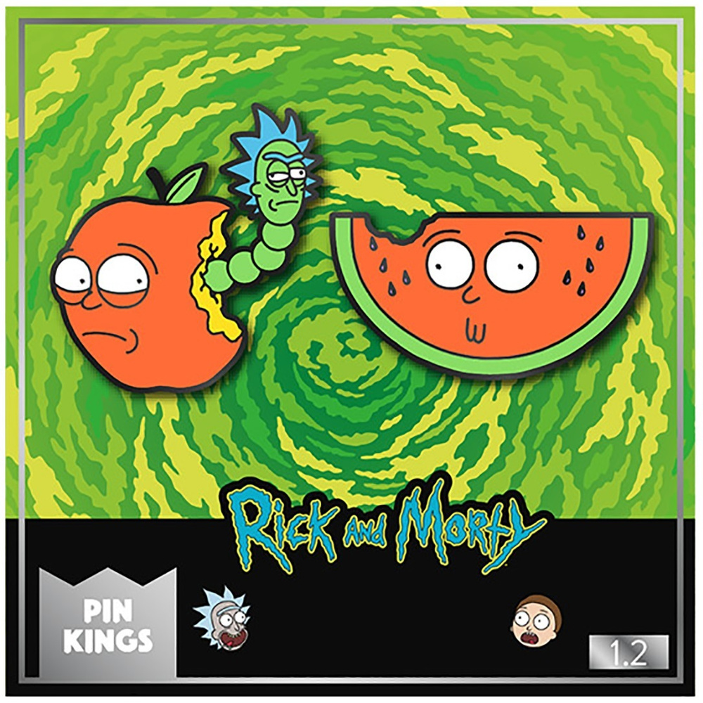 Значок Pin Kings Рик и Морти (Rick and Morty) 1.2 Яблоко и Арбуз - набор из 2 шт / брошь / подарок парню #1