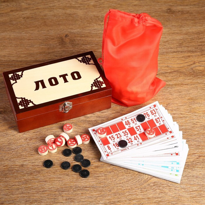 Настольная игра Русское лото "Подарочное", 90 бочонков, 48 шт, карточка 16.5 х 8.5 см  #1