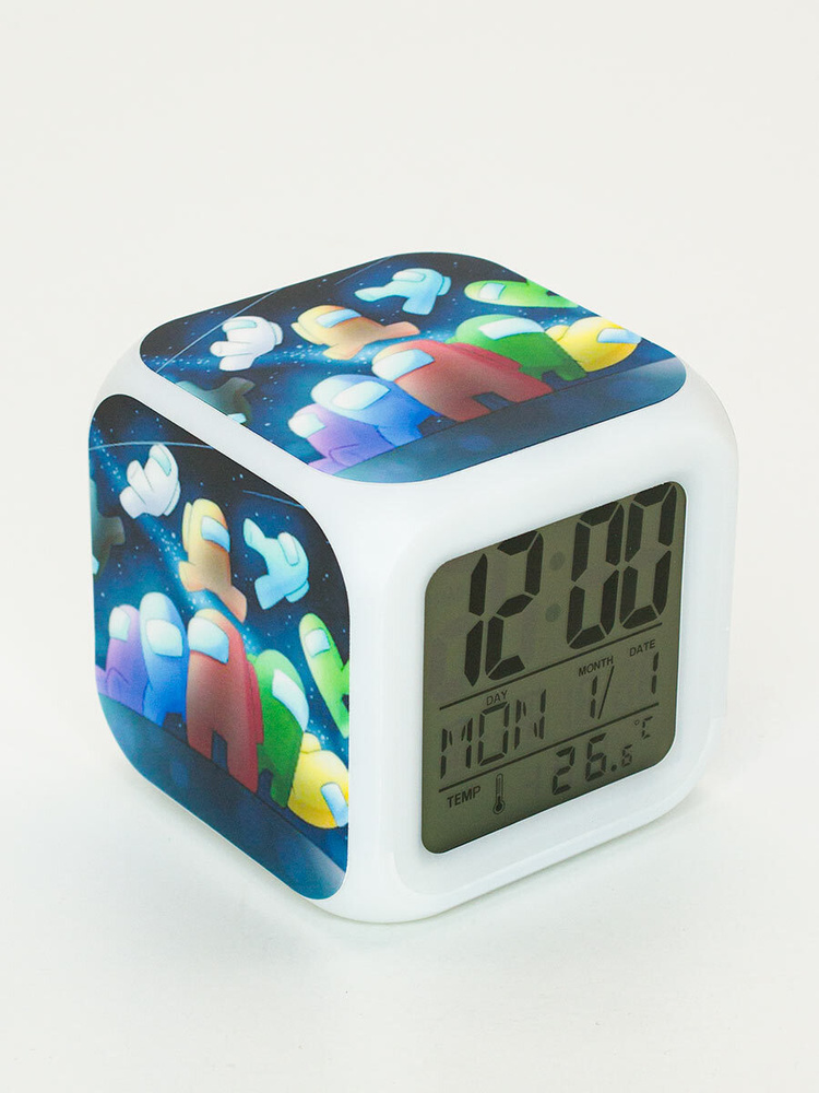 Детский настольный электронный будильник с подсветкой/ детские электронные настольные часы ночник Амонг #1