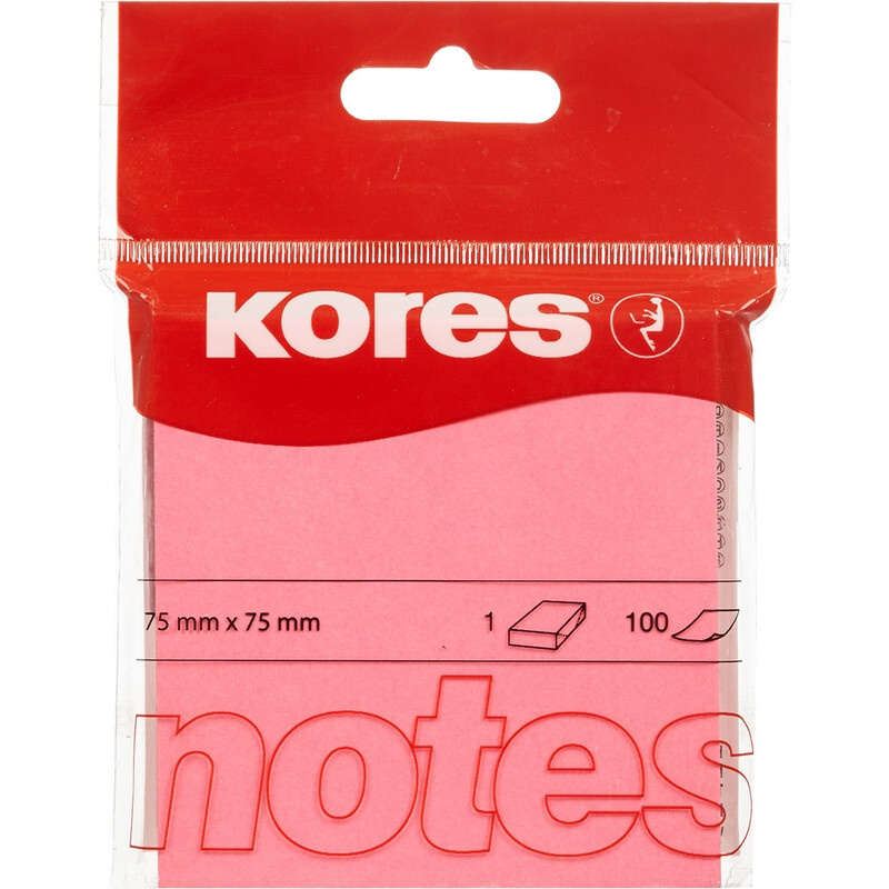 Стикеры Kores бум.для зам. 75х75 неоновая розовая 100л #1
