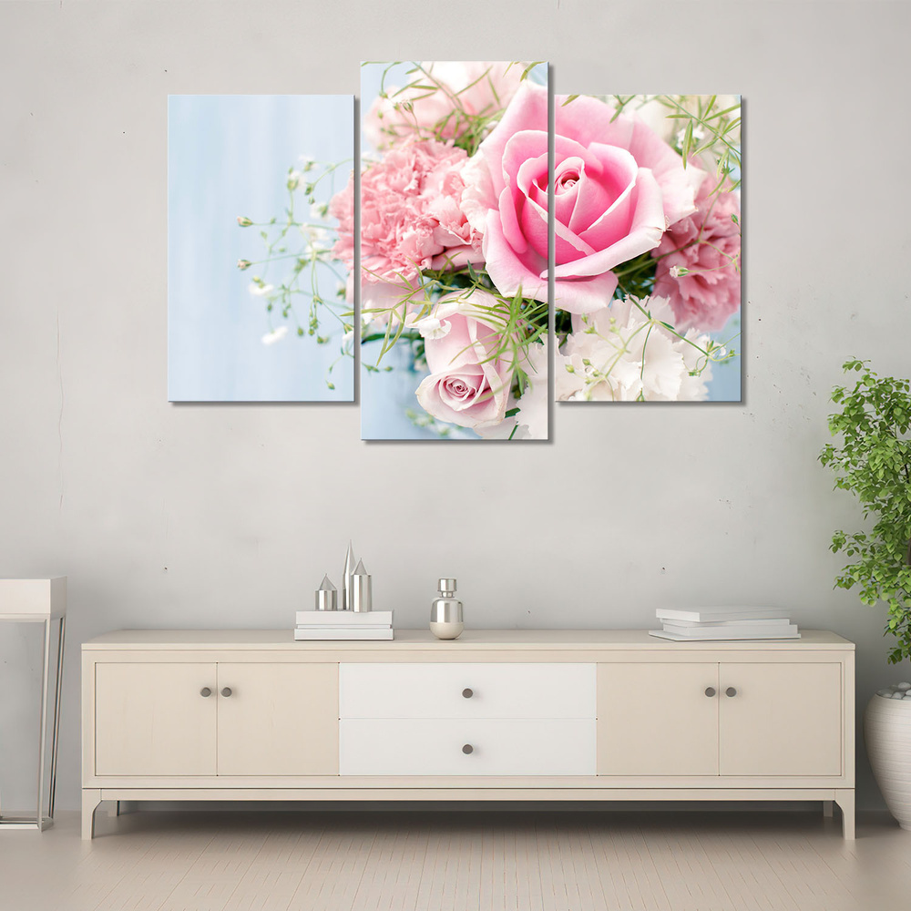 Модульная картина для интерьера на стену роза на голубом фоне 120х80  #1