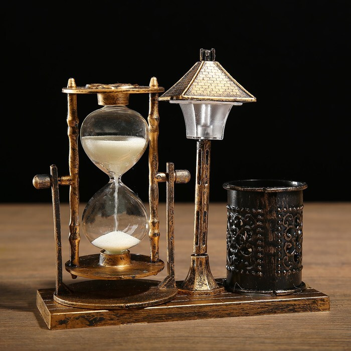 Песочные часы "Уличный фонарик",сувенирные,подсветка,каранд-цей, 6.5 х 15.5 х 14.5 см,  #1
