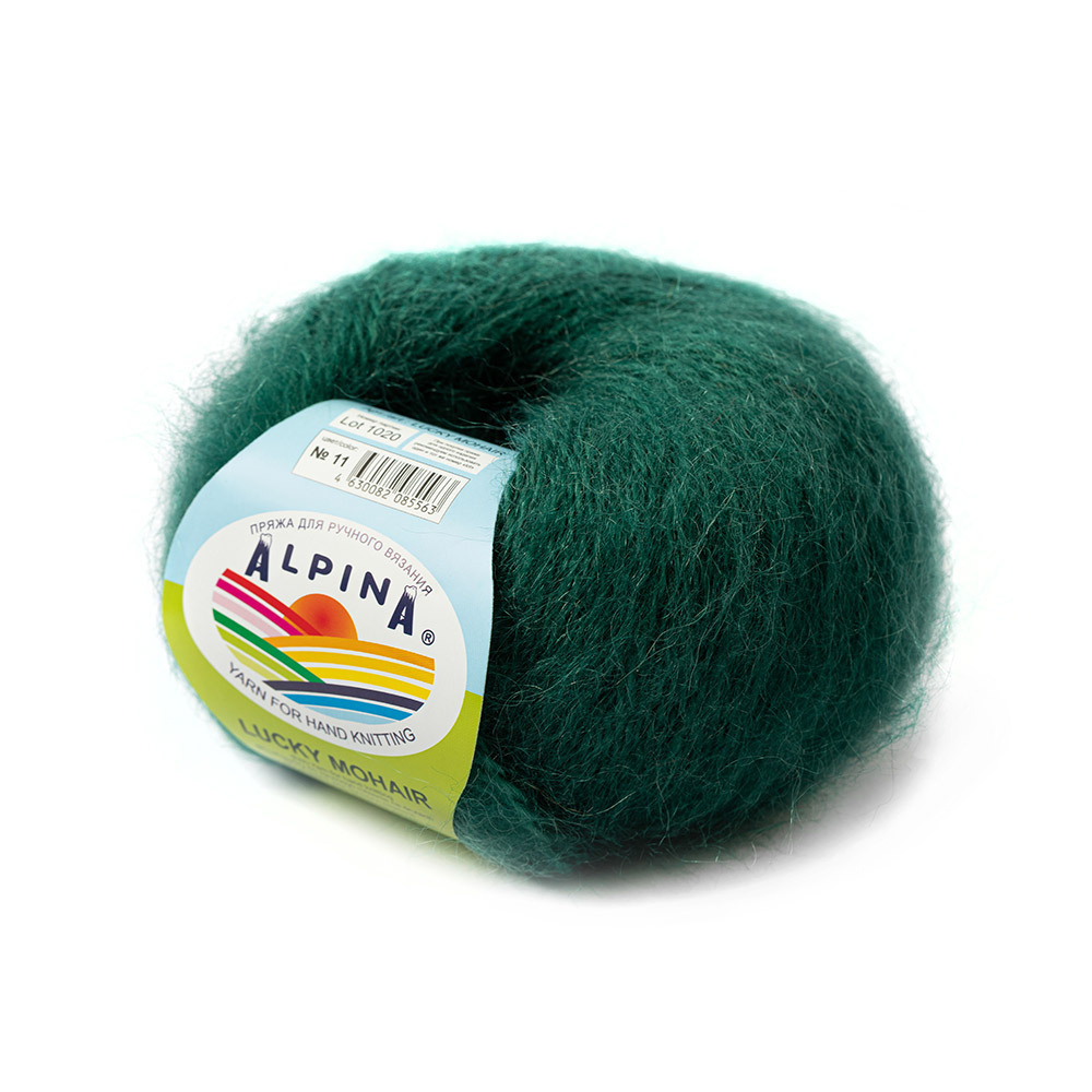 Пряжа ALPINA "LUCKY MOHAIR" 60% кид мохер, 40% акрил 50 г 150 м №11 изумрудный  #1