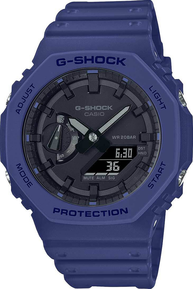 Японские наручные часы Casio GA-2100-2A мужские кварцевые спортивные часы Касио Джи шок синие с подсветкой, #1