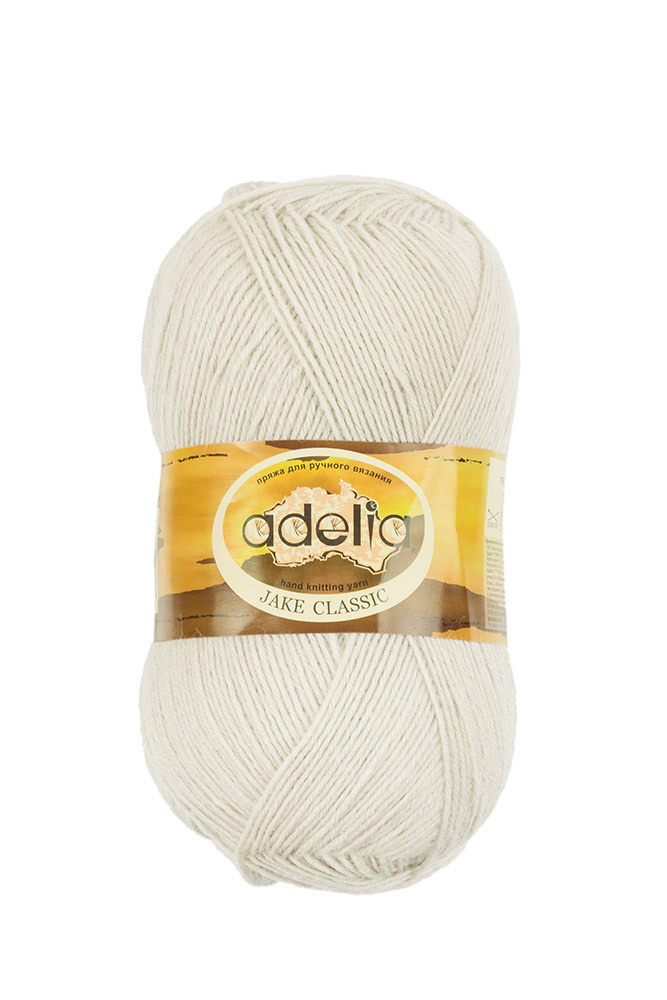 Пряжа ADELIA "JAKE CLASSIC" 75% шерсть, 25% нейлон 100 г 410 м №01 белый #1