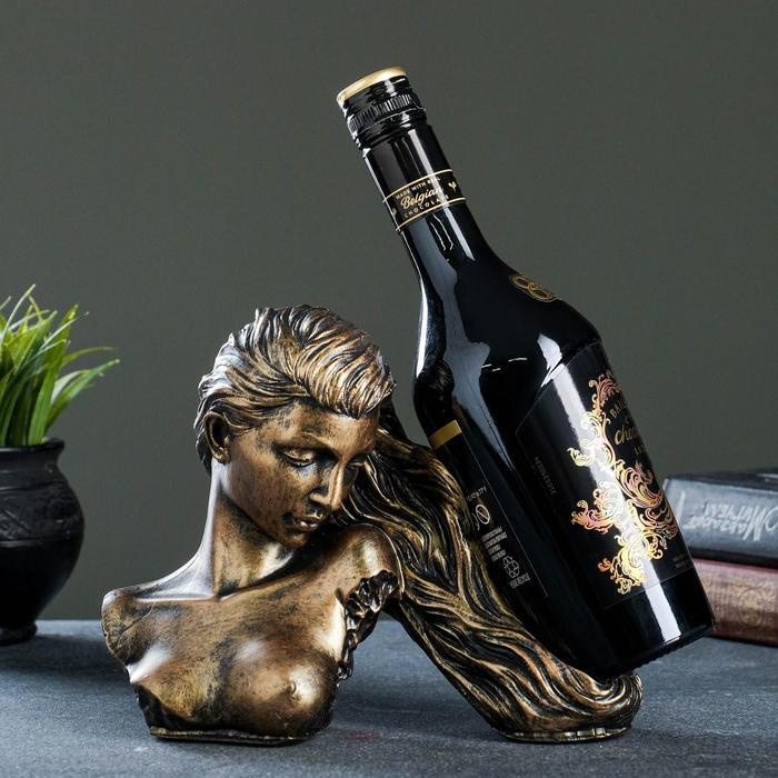 Подставка под бутылку "Девушка с волосами" бронза, 17х22х11см  #1