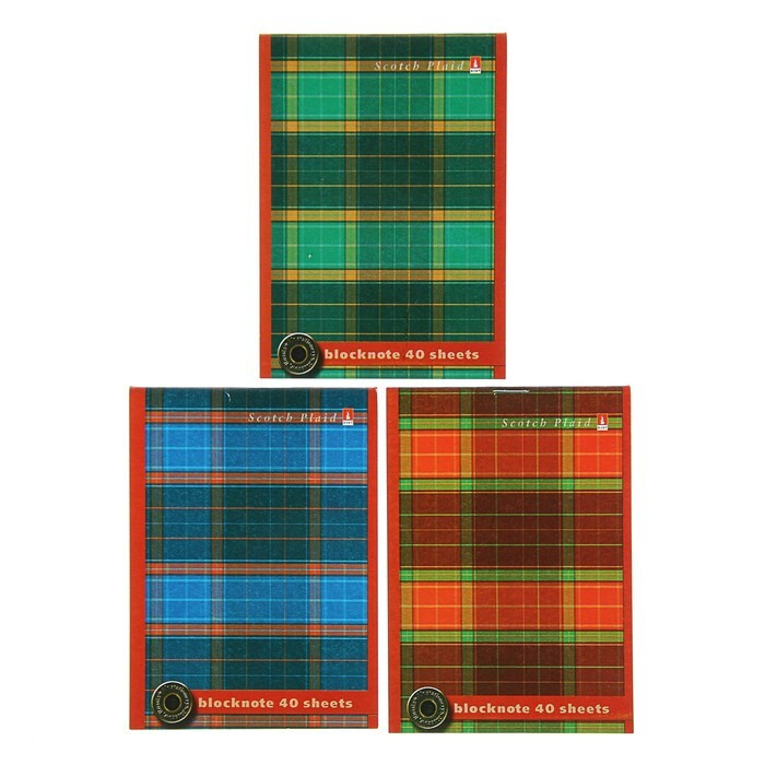 Блокнот А6, 40 листов на скрепке "Шотландка", МИКС #1