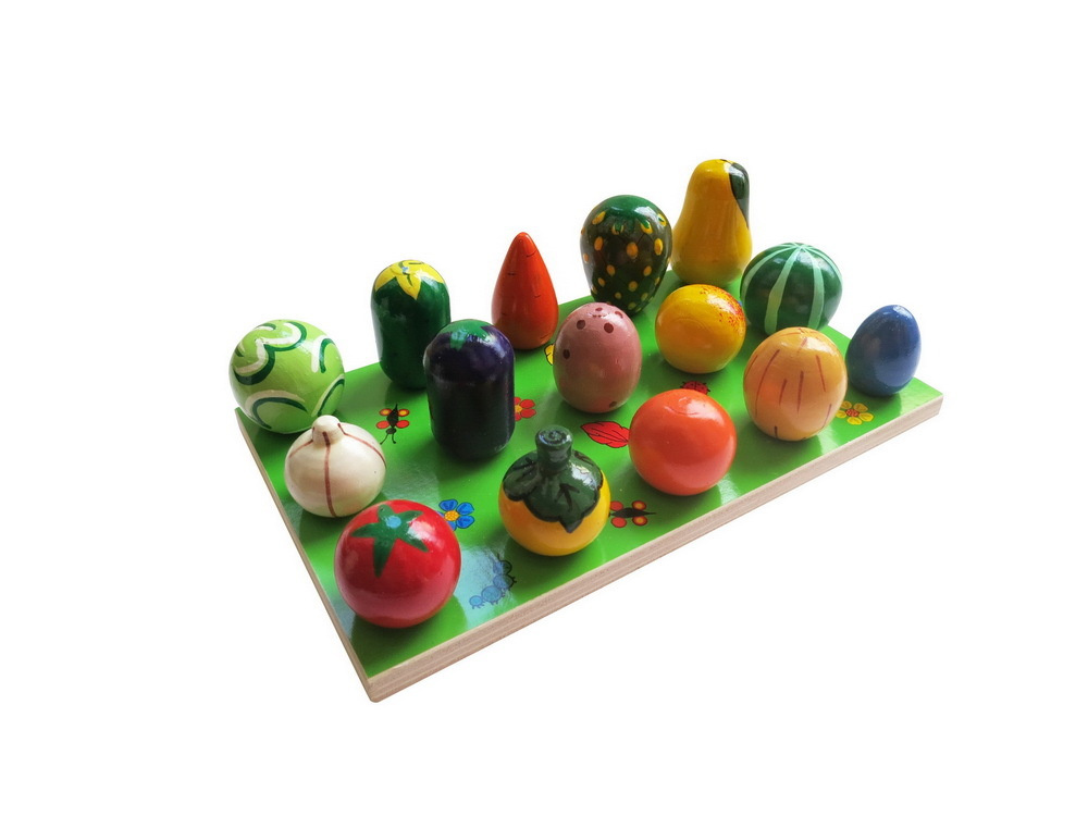 Счетный материал ДИННИ, Грядка Овощи-фрукты 15 элементов развивающие деревянные детские игрушки для счета #1