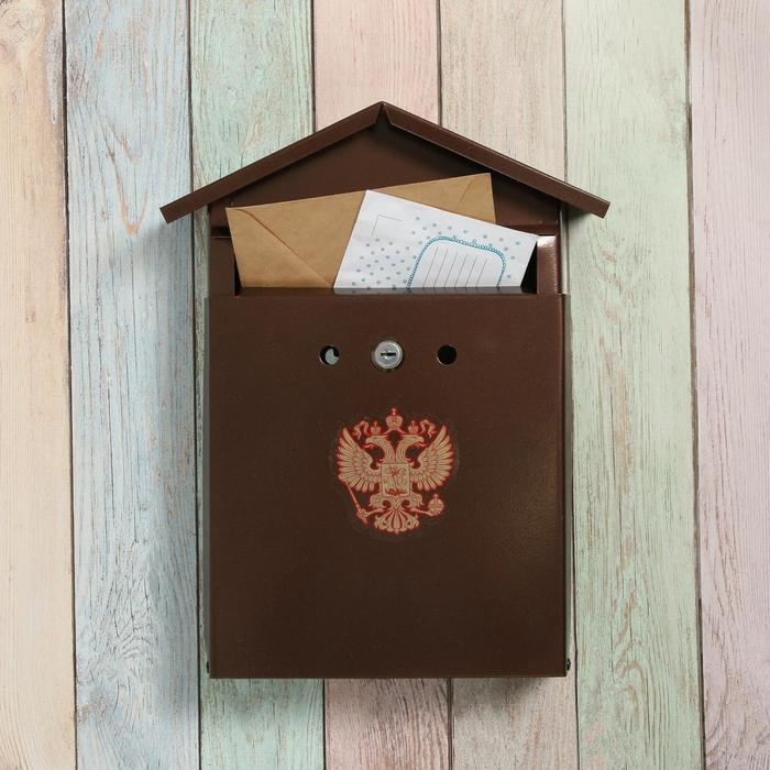 Ящик почтовый с замком, вертикальный, "Домик-Элит", коричневый  #1