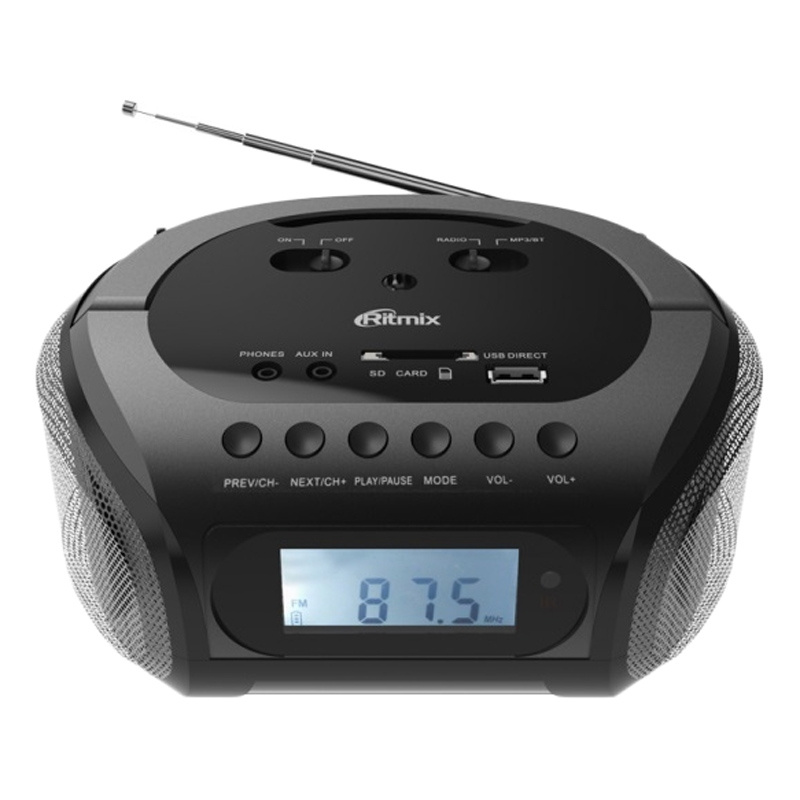 Магнитола стерео Ritmix RBB-020BT black, 6 Вт, дисплей, Bluetooth, MP3, FM-радио, USB, SD, 3.5 мм+AUX, #1