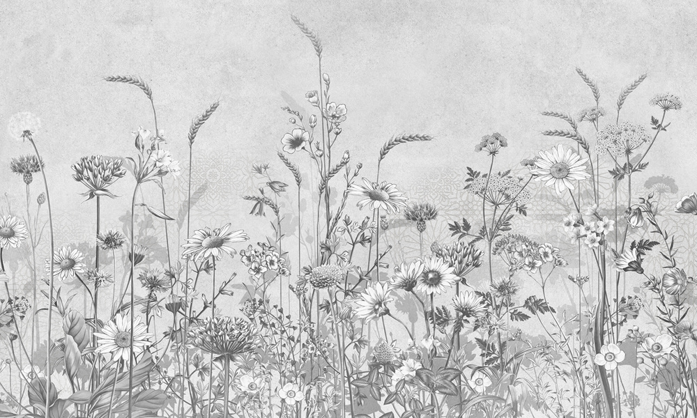 Фотообои флизелиновые на стену 3д GrandPik 4499 "Цветы в траве" (ШхВ), 400х240 см  #1
