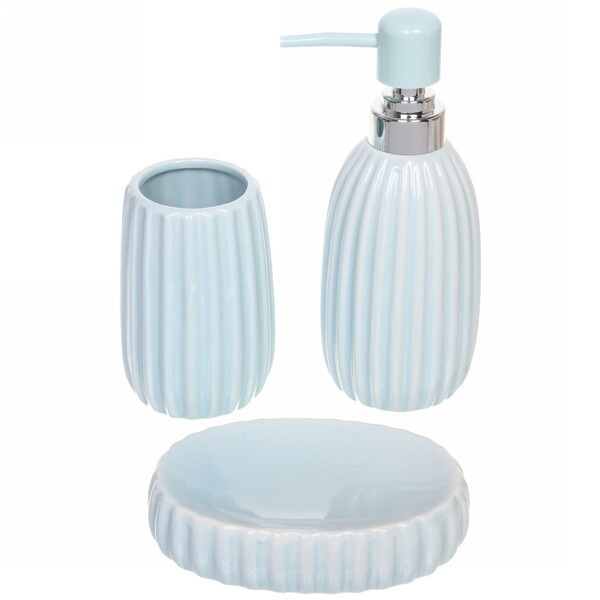 Набор для ванной из 3-х предметов керамический "Мэри" синий  #1
