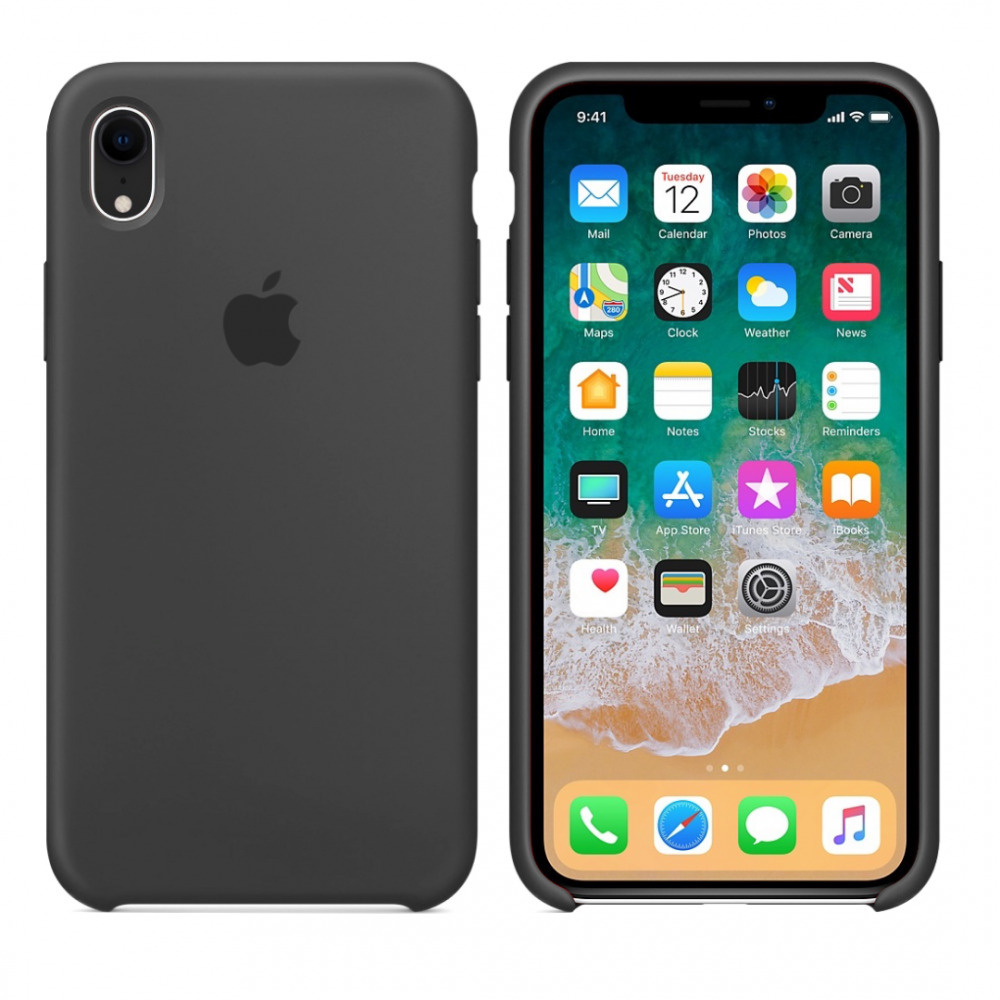 Силиконовый чехол для смартфона Silicone Case на iPhone Xr / Айфон Xr с логотипом, темно-серый  #1