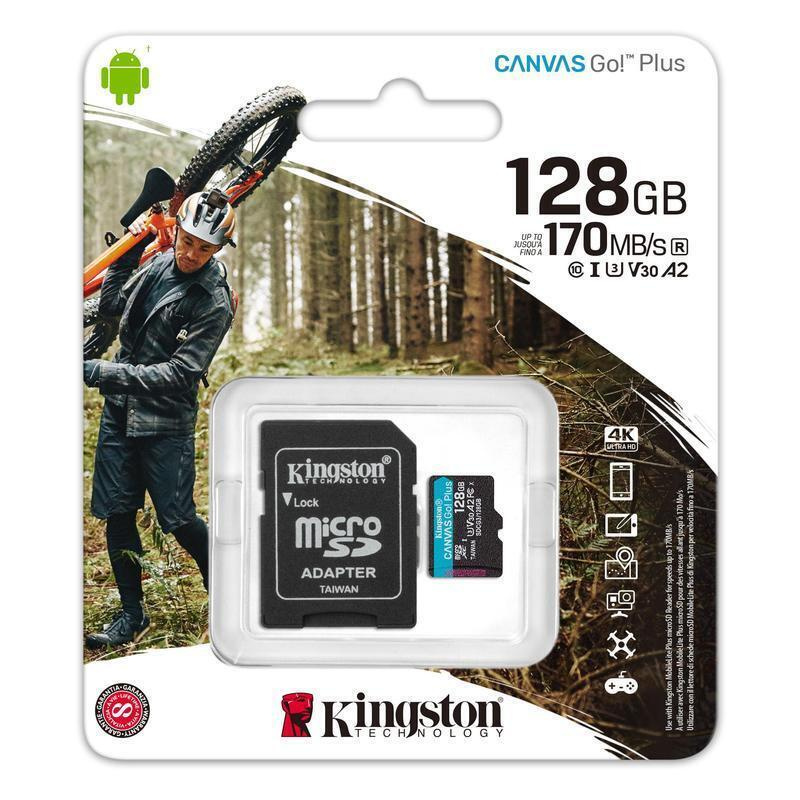 Карта памяти Micro SDXC Kingston 128Gb Canvas Go Plus SDCG3/128GB UHS-I U3 A2 (170/90 MB/s)  #1