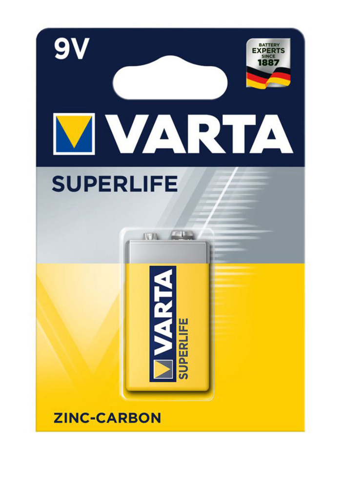 Батарейка крона 9V Varta, 6F22, солевая, 1 шт #1