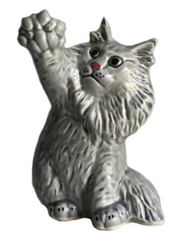 Статуэка Сибирской кошки серая фарфор #1