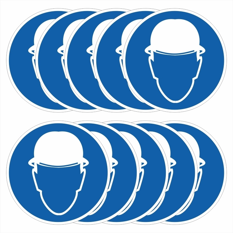 Знак-табличка M02 "Работать В Защитной Каске Шлеме" 250х250 мм из пластика толщиной 3 мм 10 шт ПолиЦентр #1