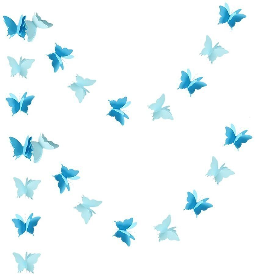 Гирлянда бумажная Бабочки голубой, светло-голубой, 2 метра.  #1