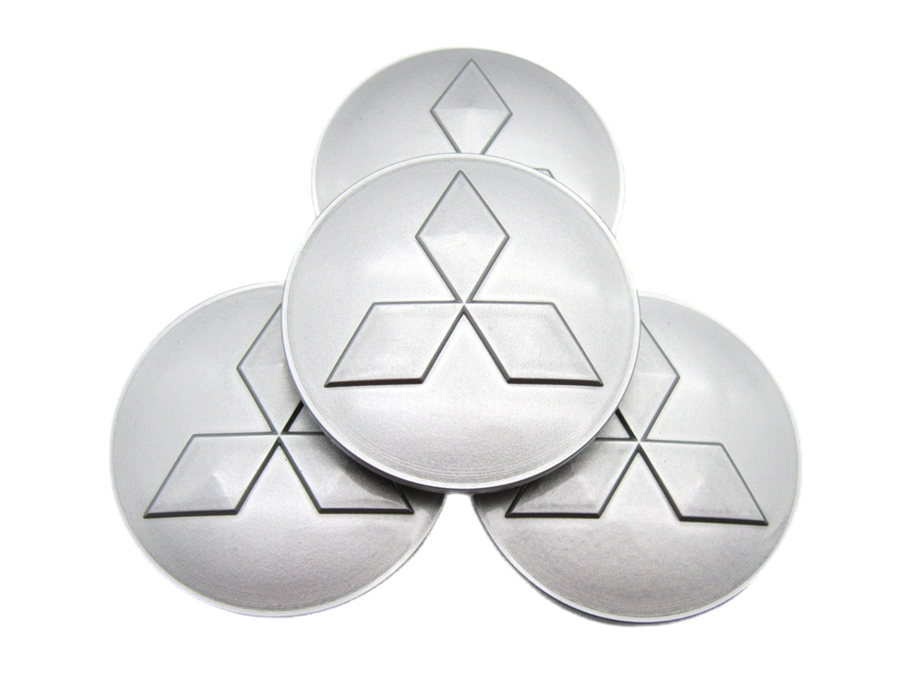 Колпачки заглушки на литые диски КиК Митсубиси серебристый 62/55/10, комплект 4 шт.  #1