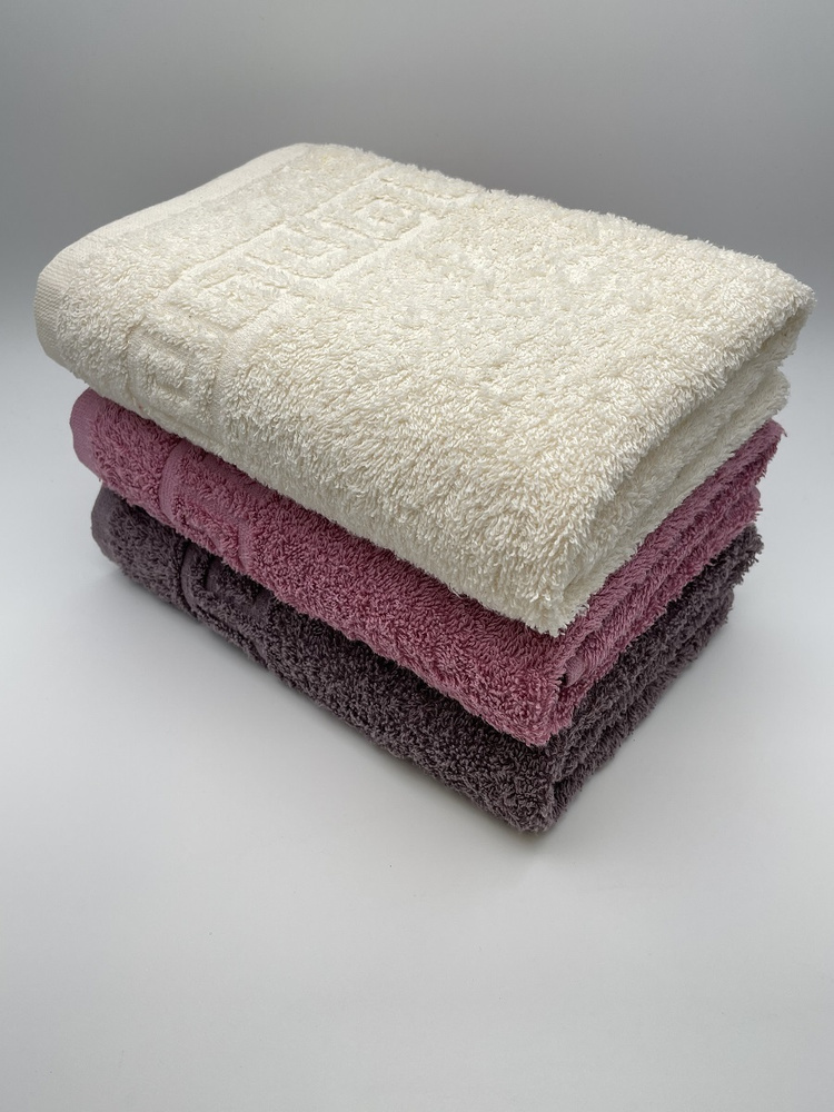 Набор полотенец для лица, рук или ног TM Textile, Хлопок, 50x90 см, коричневый, темно-розовый, 3 шт. #1
