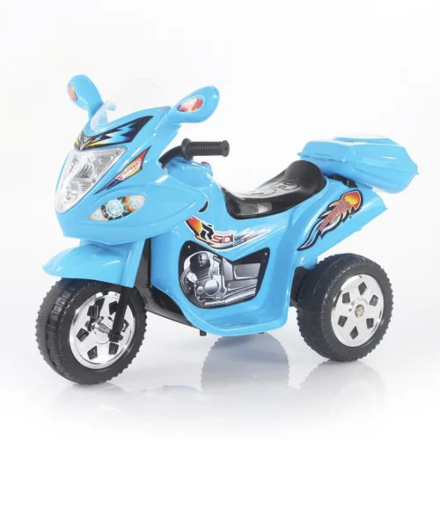 Электромотоцикл аккумуляторный Bambi 6V4,5A детский трехколесный со светом и звуком (голубой)  #1