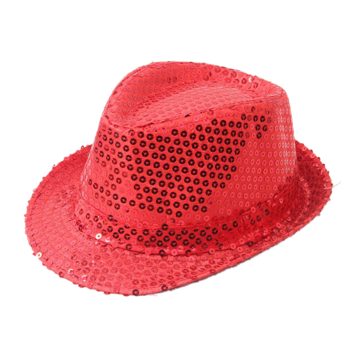 Карнавальная шляпа с пайетками "Диско", цвет красный. блестящая  #1