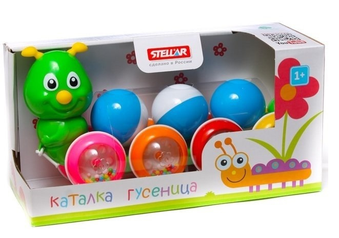 Игрушка-каталка Stellar "Гусеница с шариками" 25,5х10х13 см. #1