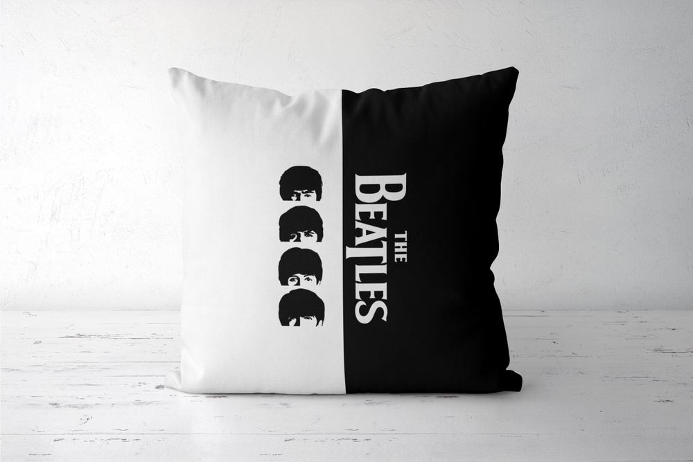 Подушка декоративная 45х45см / Рок / The Beatles черно белый партер  #1