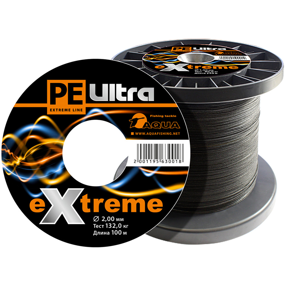 Плетеный шнур для рыбалки AQUA PE ULTRA EXTREME 2,00mm (цвет черный) 100m  #1