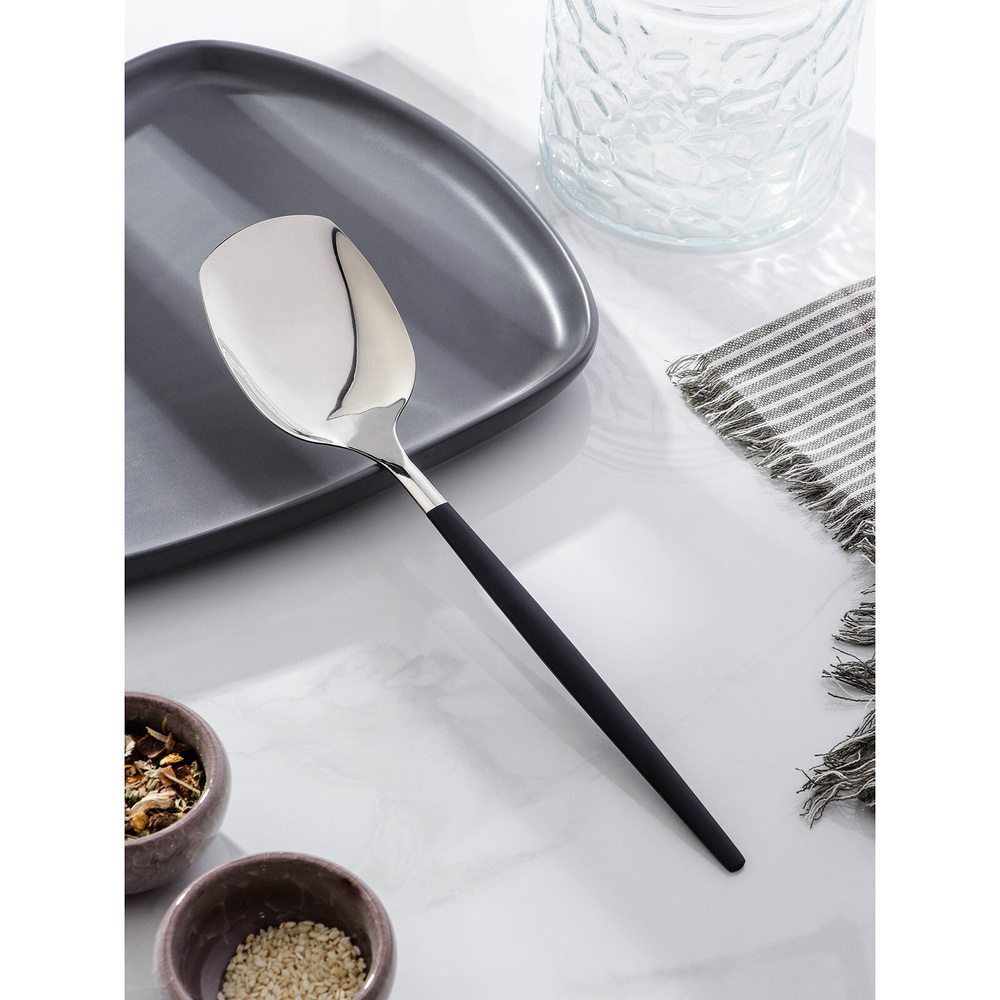 Лопатка кулинарная из нержавеющей стали для приготовления Magistro "Грэйс", цвет ручки черный, цвет головы #1
