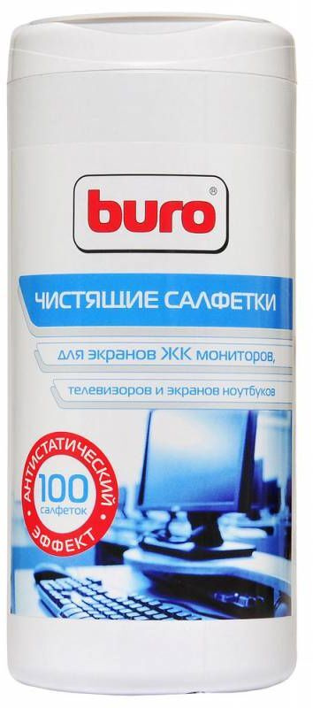 Влажные салфетки Buro BU-Ascreen, 100 шт (туба) для экранов мониторов/плазменных/ЖК телевизоров/ноутбуков #1