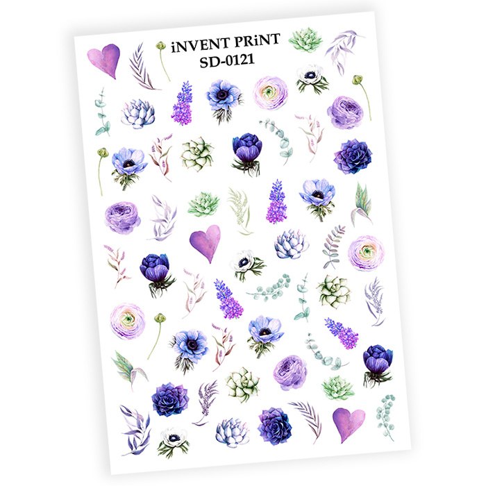 iNVENT PRiNT наклейки для ногтей, Цветы Веточки Листья, WSD-121 #1