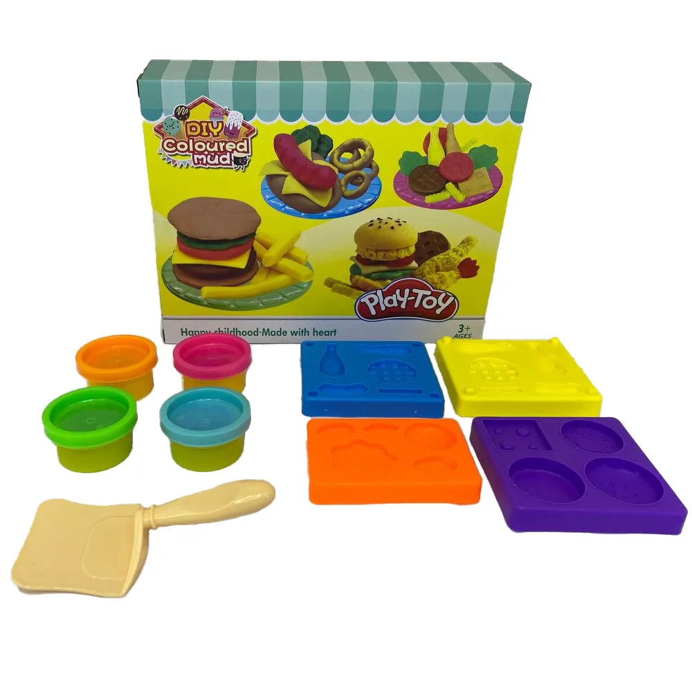 Набор пластилина для лепки Play-Toy "Гамбургер"/ Тесто для творчества с формочками/ Набор для лепки БУРГЕР/ #1