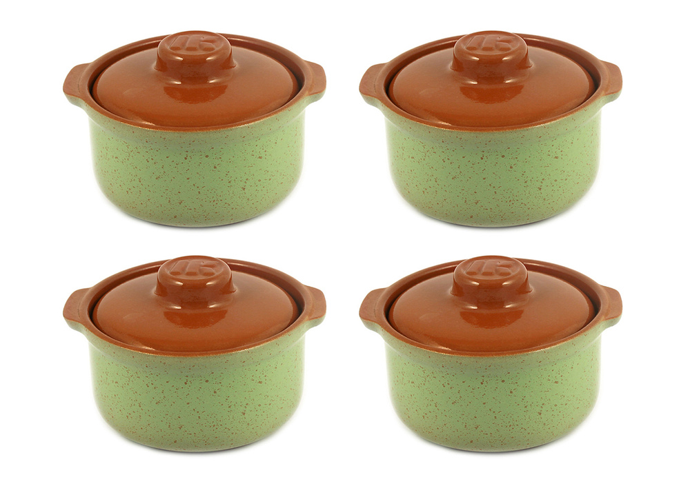Горшок-сотейник для запекания в духовке, форма для выпечки, жульена, 0,4л "ColorLife" набор 4шт, керамика #1