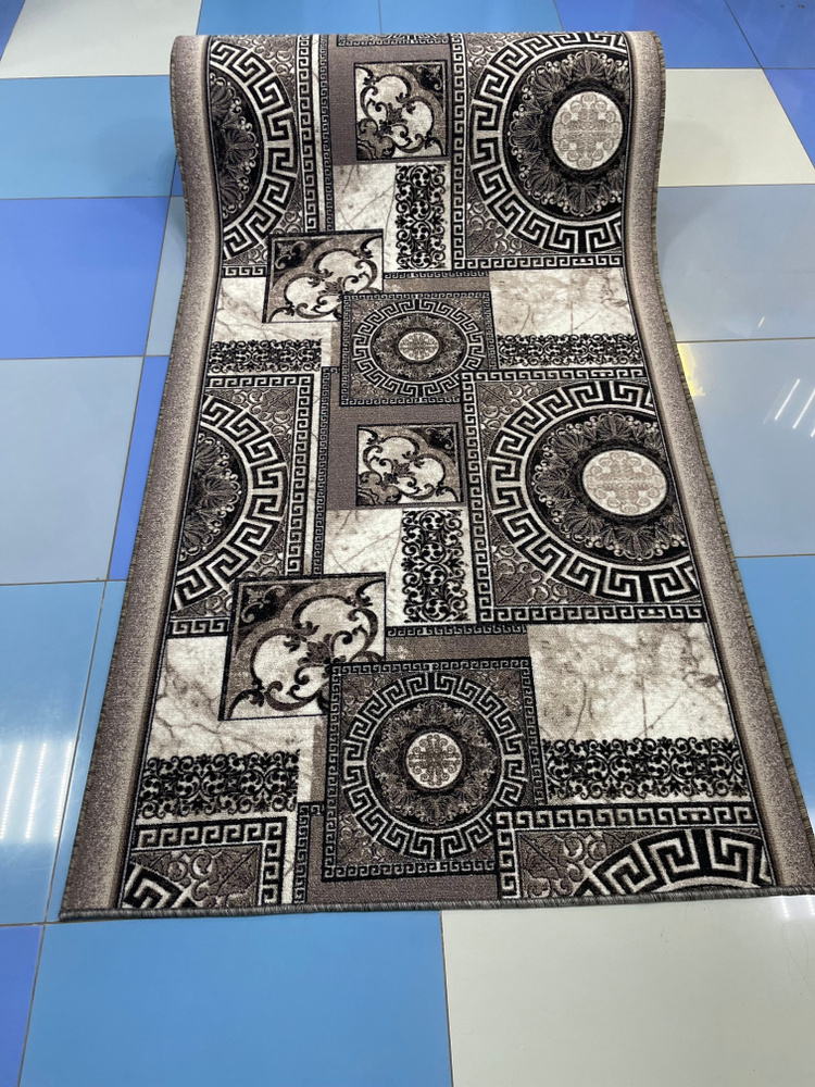 Ковровая дорожка Витебские ковры "Carpet World" плитка серая , полиамид , микрофибра , 1.20x2.80м  #1