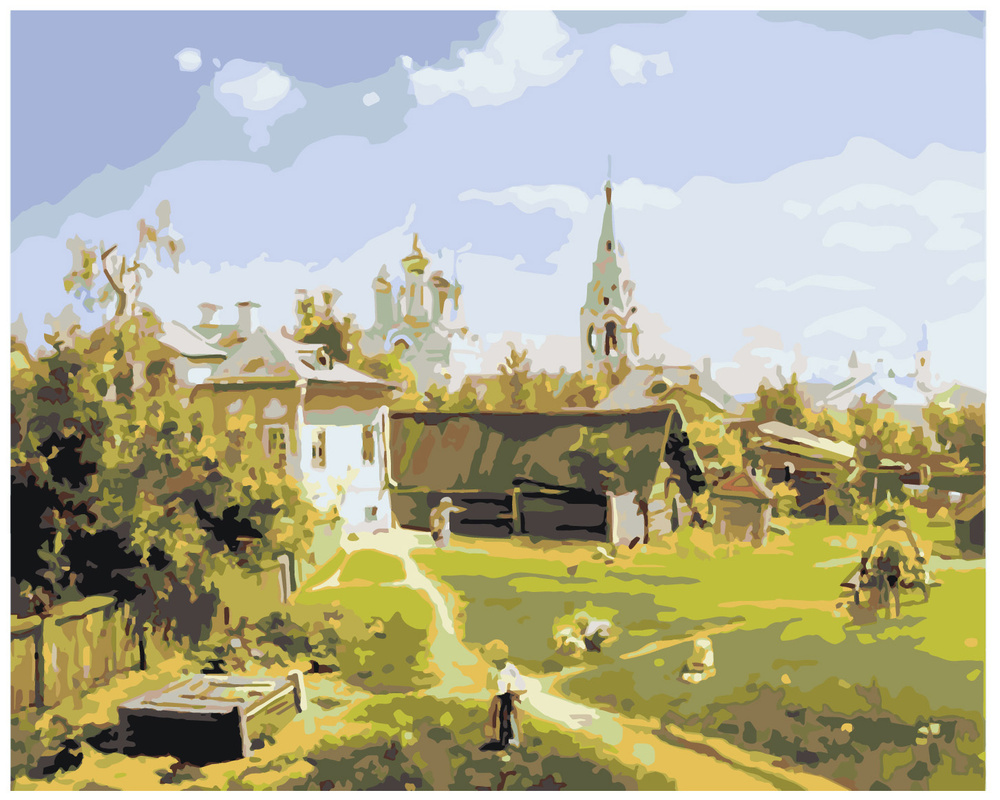 Картина по номерам на подрамнике на холсте "Московский дворик" Василий Поленов  #1