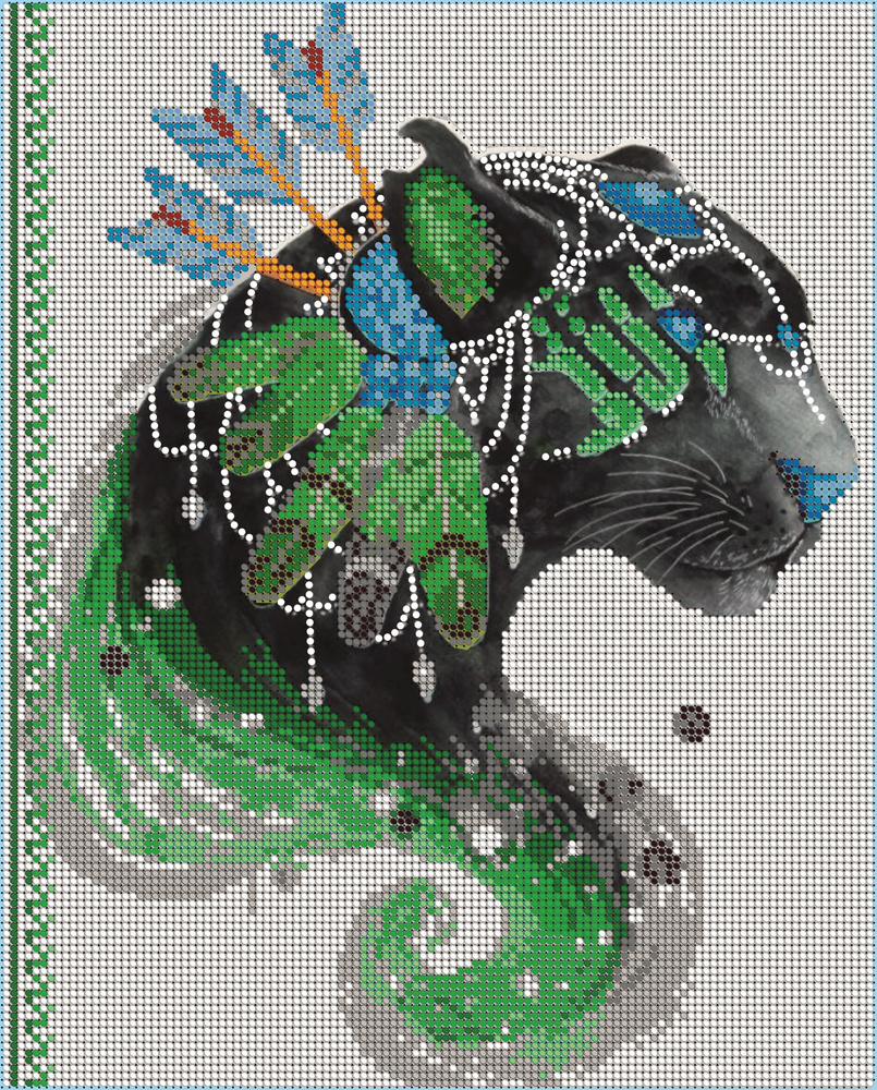 Набор для вышивания бисером Тайвань, картина Вышивочка "Пантера" 24х30, картины бисером, все для рукоделия #1