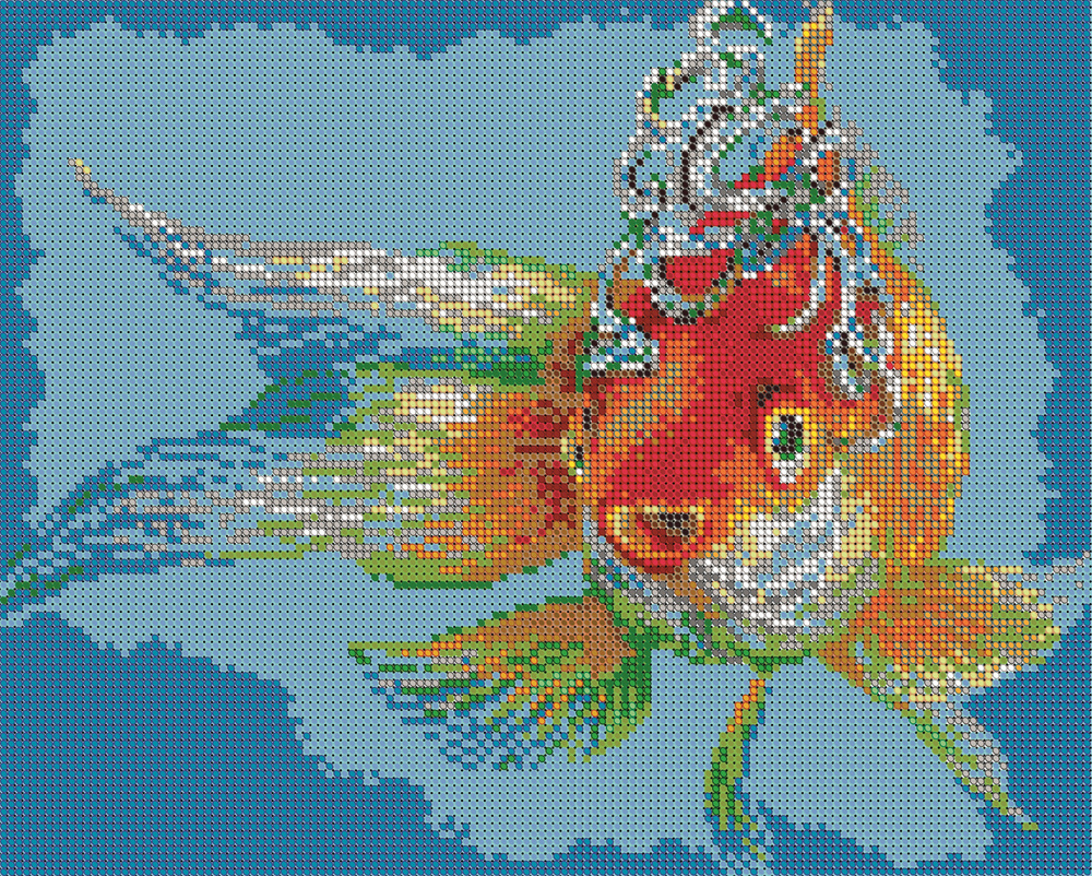 Набор для вышивания бисером Тайвань, Светлица картина Золотая рыбка 30х24 см, подарок для творчества, #1