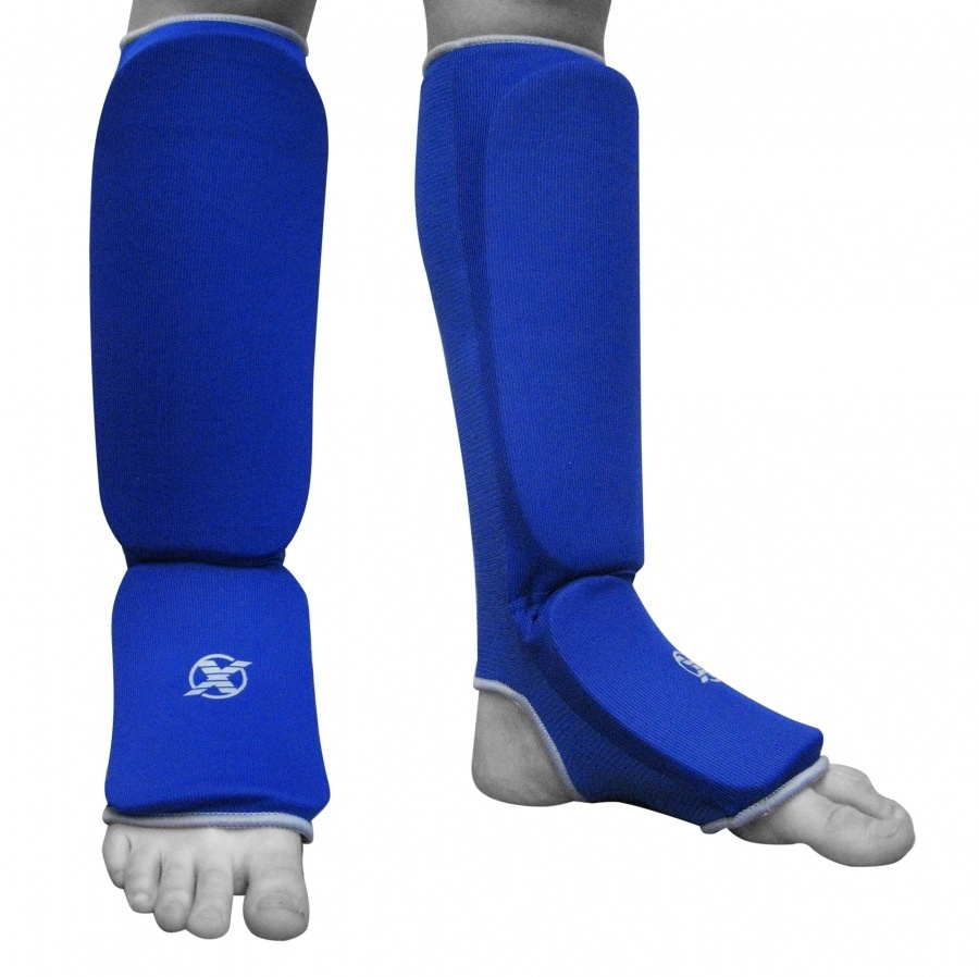 Шингарды, защитные щитки на голень, ноги, для единоборств, тайского бокса Fight Expert SGM-7483X - Blue #1