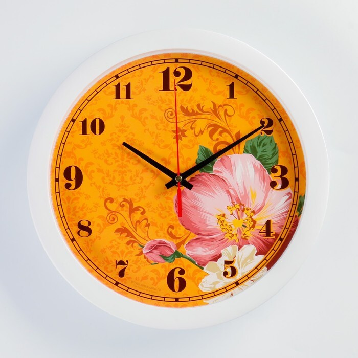 Часы настенные, серия: Цветы, "Цветки", плавный xод, d-28 см #1