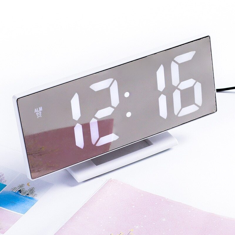 Электронные часы с встроенным будильником и индикатором погода, белый корпус  #1