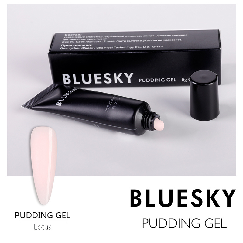 Bluesky, Pudding Gel - Полигель для наращивания ногтей, маникюра, камуфлирующий Mini Lotus (молочно-розовый), #1