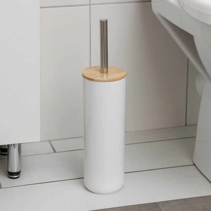 Комплект для туалета "Бамбук", диаметр -9,2 см, высота-37,2 см, цвет белый  #1
