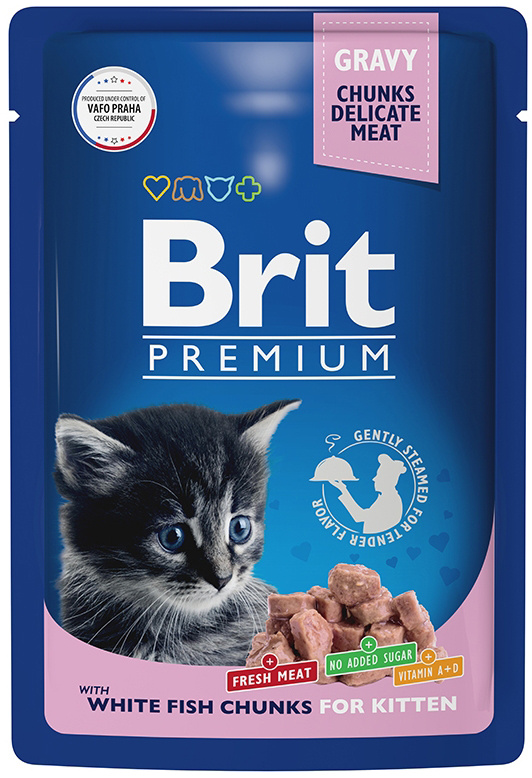 Корм Brit Premium Kitten White Fish Chunks (в соусе) для котят, белая рыба, 85 г x 14 шт  #1