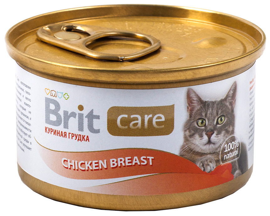 Корм Brit Care Chicken Breast (консерв.) для кошек, куриная грудка, 80 г x 12 шт  #1